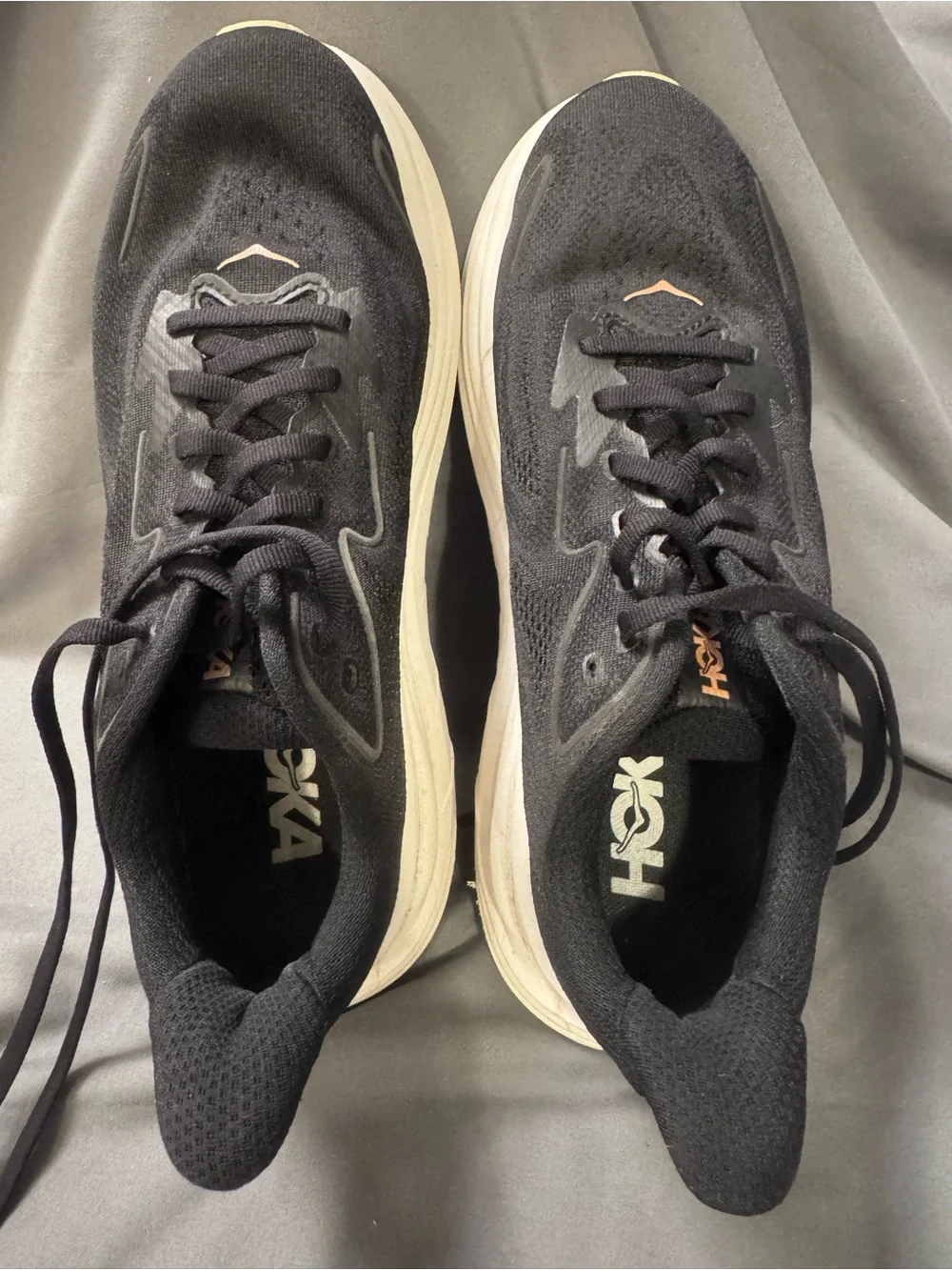 Hoka Black Sneakers with Cream Sole and Rose Logo size 8.5-0022